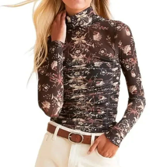 Free People Under It All Bodysuit black floral whimsy goth sheer mesh boho - Picture 1 of 10